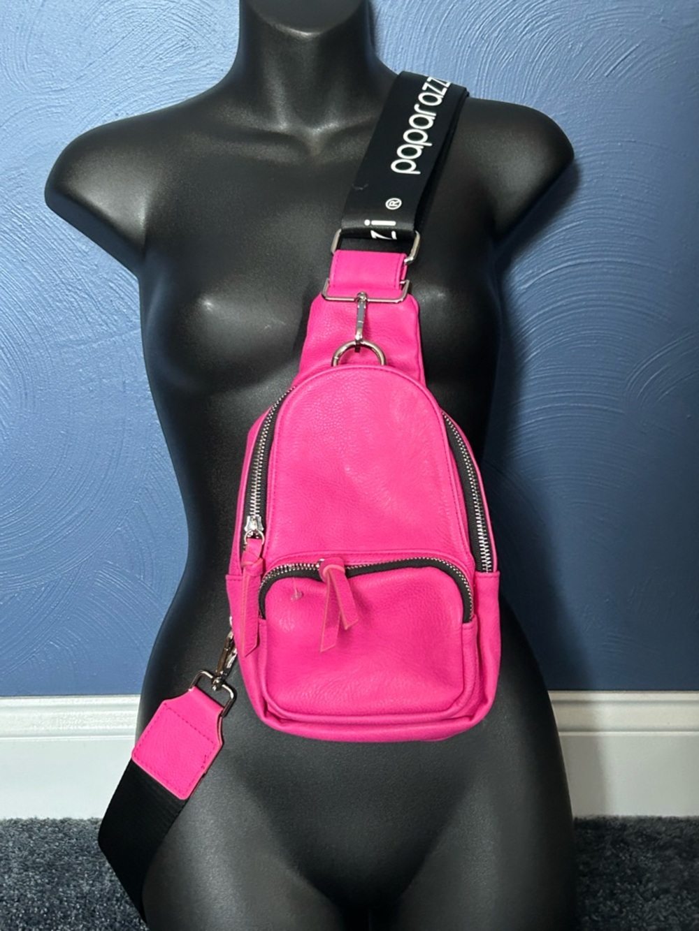 Paparazzi pink crossbody sling bag zippered compartments and a branded strap new